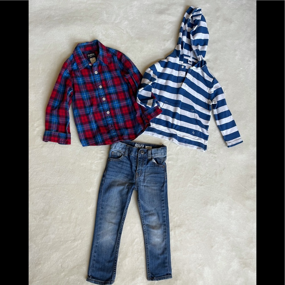 Boys Janie & Jack hooded sweatshirt, shirt, jeans